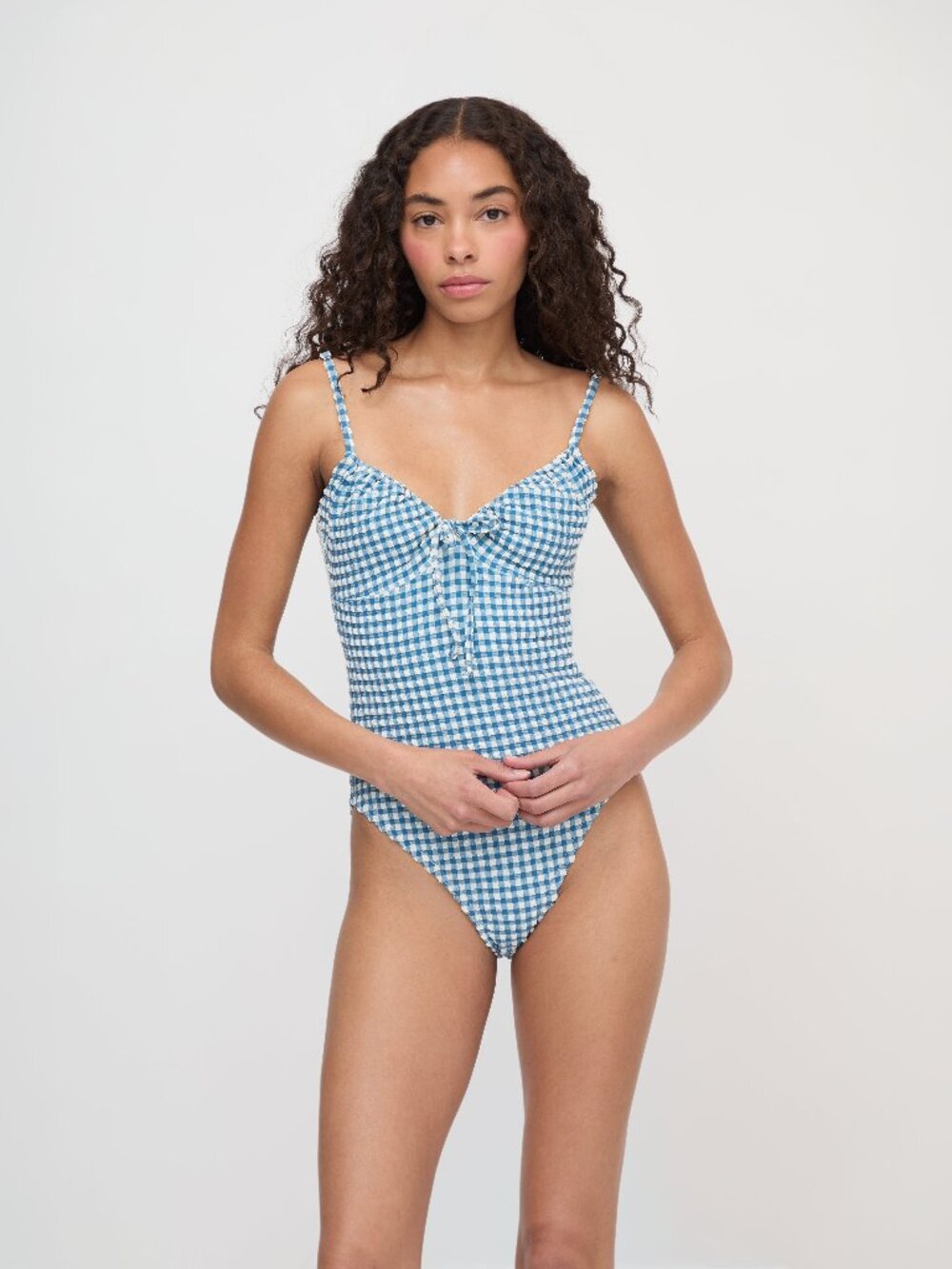 Hill House Home The Cari One Piece - Lagoon Gingham Size M